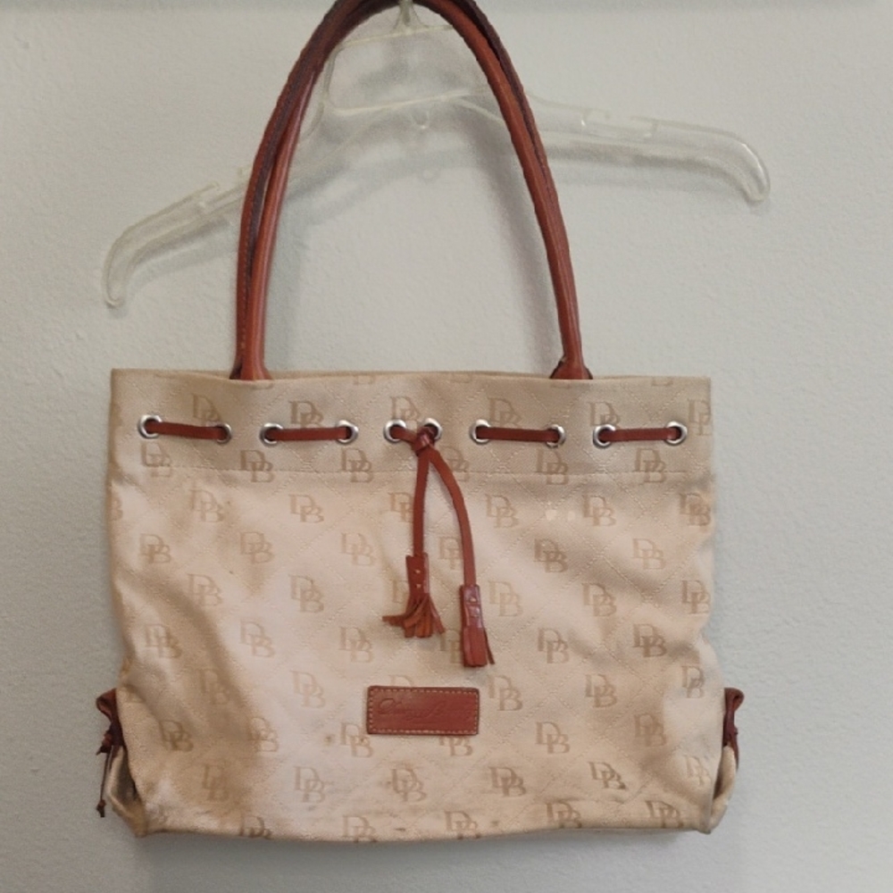 Dooney & Bourke Cream and Brown Tote Bag